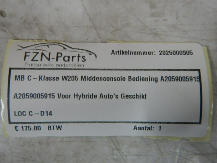 Mercedes-Benz C-klasse W205 Middenconsole Bediening