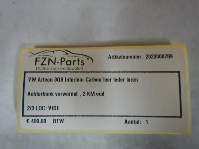 VW Arteon 3G8 Interieur Achterbank Carbon Leer Leder Leren Achterbank Verwarmd