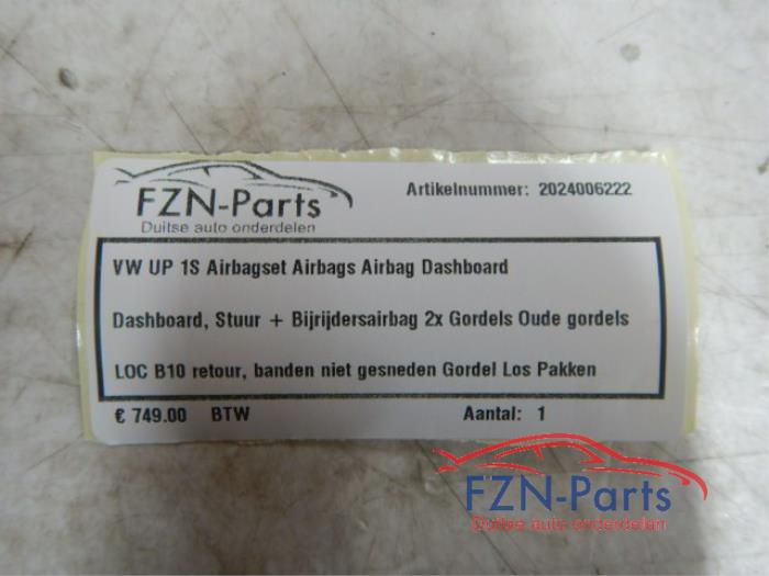 VW Up! 1S Airbagset Airbag Airbags Dashboard Dashboard licht beschadigdstuurairbag bijrijdersairbag2x gordel oude gordel retour banden niet gesneden los pakkenairbag airbags set compleet gordelspanner 1.0 GTI