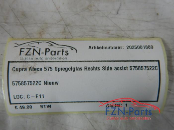 Cupra ateca 575 Spiegelglas Rechts Side-assist
