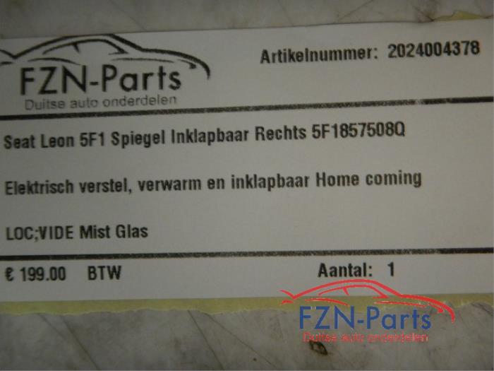 Seat Leon 5F1 Spiegel Inklapbaar Rechts