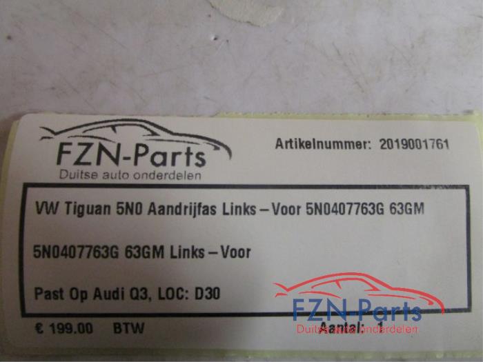 VW Tiguan 5N0 Aandrijfas Links-Voor