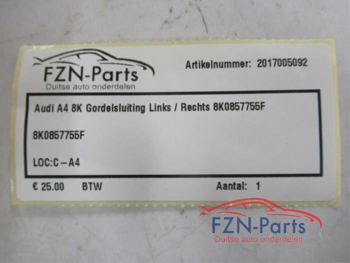 Audi A4 8K Gordelsluiting Links / Rechts