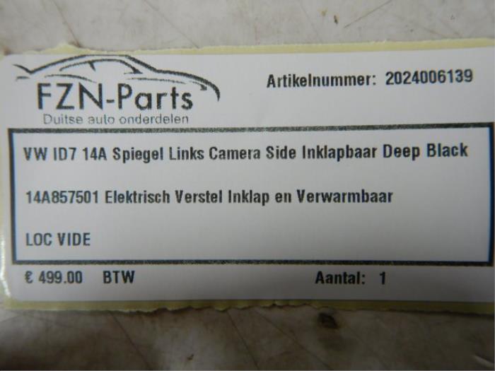 VW ID7 14A Spiegel Links Camera Side-assist Inklapbaar Deep black