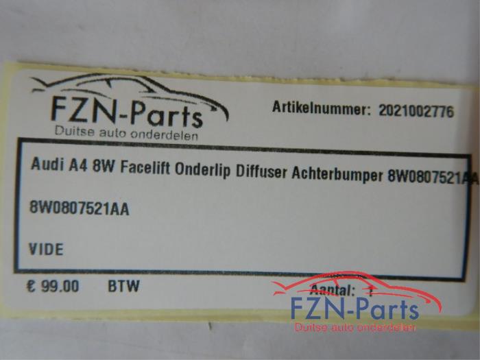 Audi A4 8W Facelift Onderlip Diffuser Achterbumper