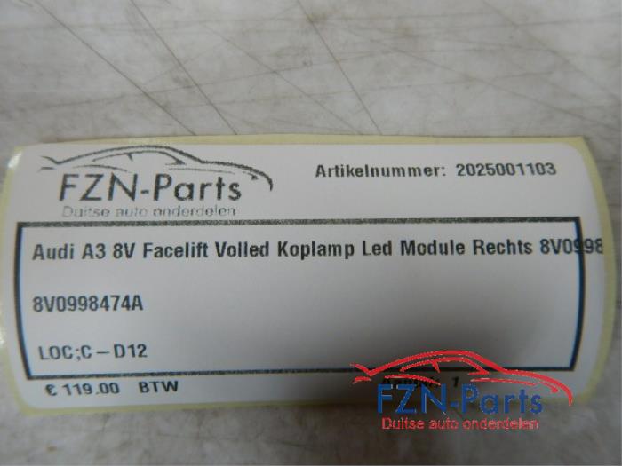 Audi A3 8V Facelift VOLLED Koplamp LED Module Rechts