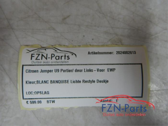 Citroen Jumper Portier/Deur Links-Voor Kleur: Blanc BanquiseLicht Restyle deukPortier, Deur, Links-Voor, Wit, Jumper 2017 1.5 BlueHDi 100