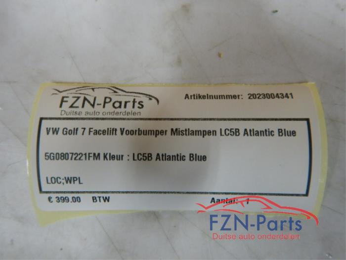 VW Golf 7 Facelift Voorbumper Mistlampen LC5B Atlantic Blue