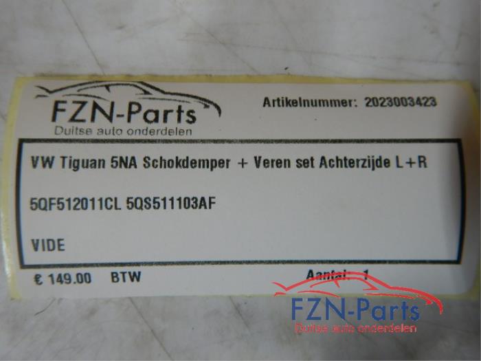 VW Tiguan 5NA Schokdemper + Veren set Achterzijde L+R