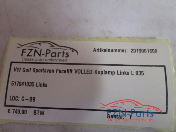 VW Golf Sportsvan Facelift VOLLED Koplamp Links L