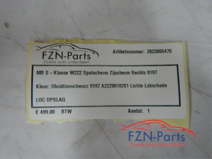 Mercedes Benz S-Klasse W222 Spatscherm Zijscherm Rechts