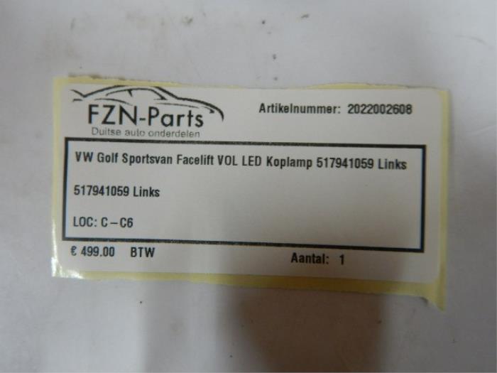 VW Golf Sportsvan Facelift VOLLED Koplamp