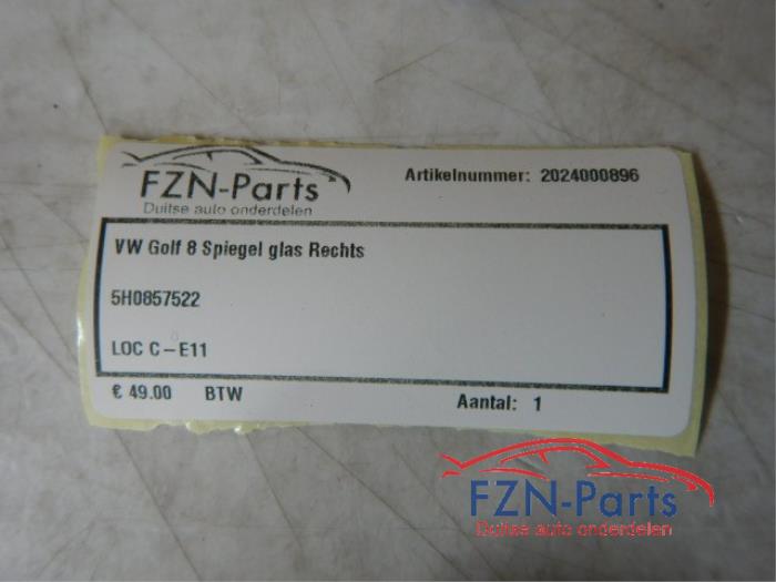 VW Golf 8 Spiegelglas Rechts