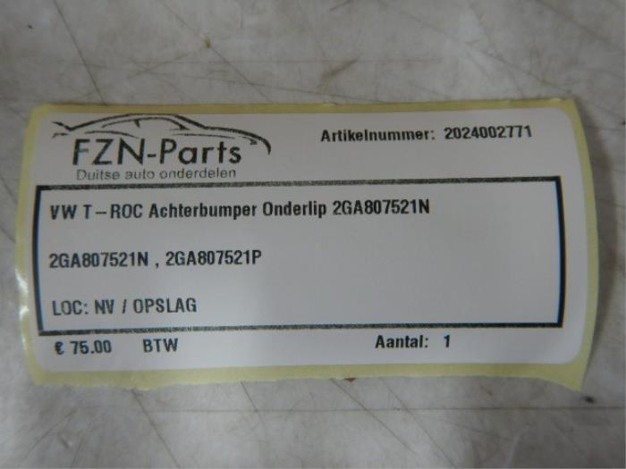 VW T-Roc Achterbumper Onderlip