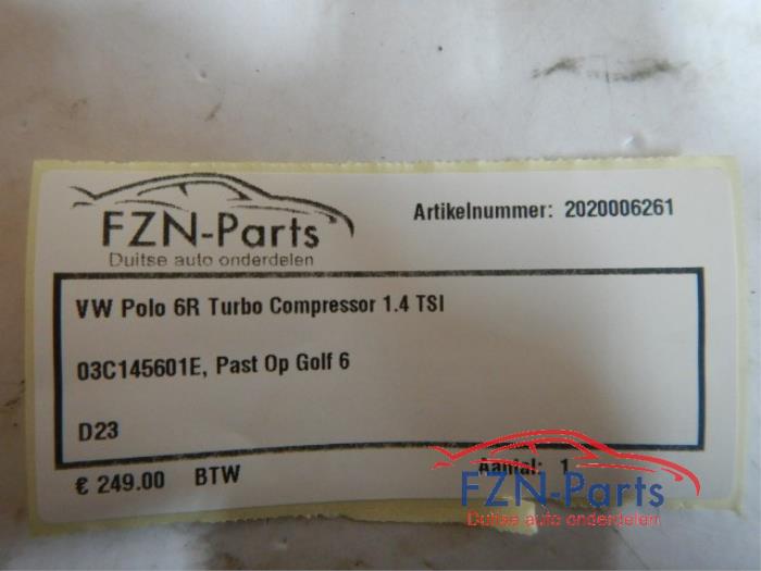 VW Polo 6R Turbo Compressor 1.4 TSI