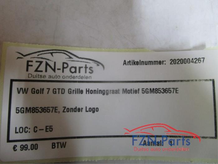 VW Golf 7 GTD Grille Honinggraat Motief