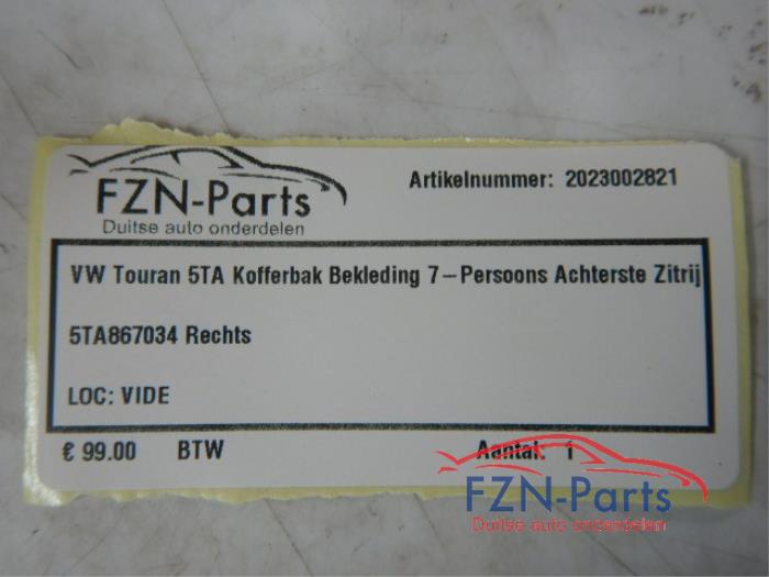 Bekleding bagageruimte Volkswagen Touran (22742385)