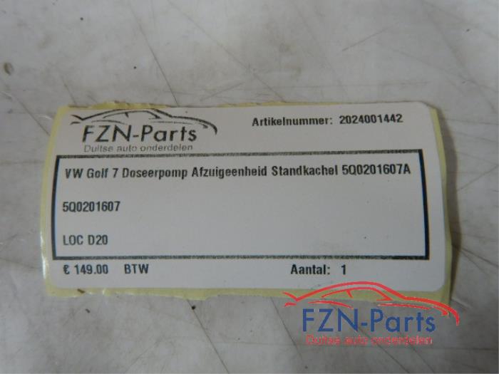 VW Golf 7 Doseerpomp Afzuigeenheid Standkachel