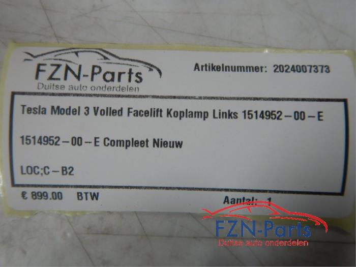 Tesla Model 3 Facelift Koplamp Links Volled