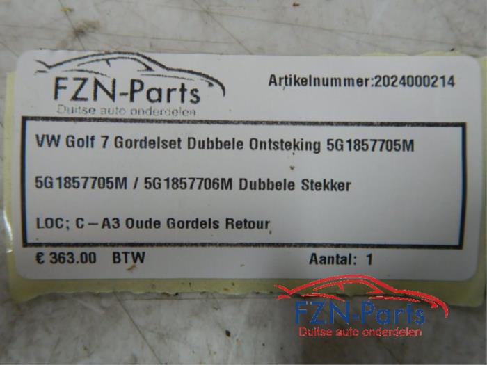 VW Golf 7 Gordelset Dubbele Onsteking