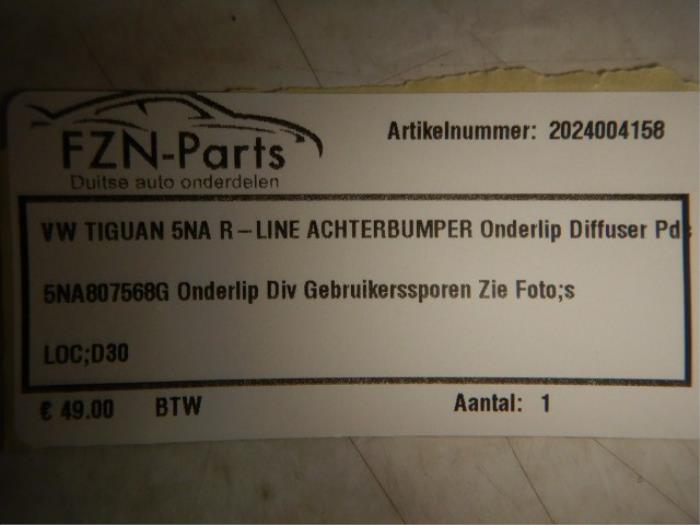 VW Tiguan 5NA R-Line Achterbumper Onderlip Diffuser