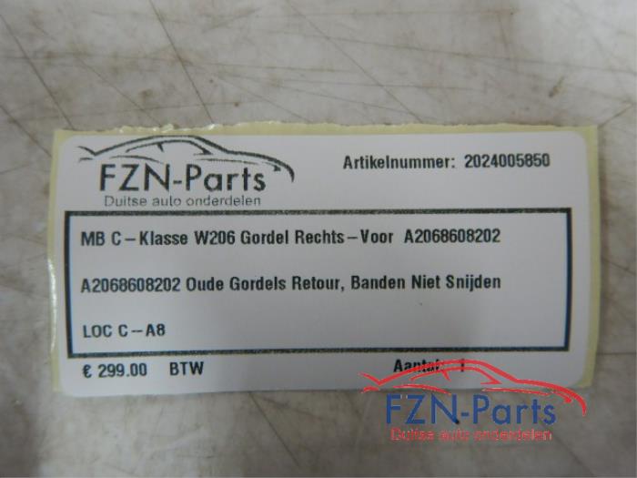 Mercedes-Benz C-Klasse W206 Gordel Rechts-voor