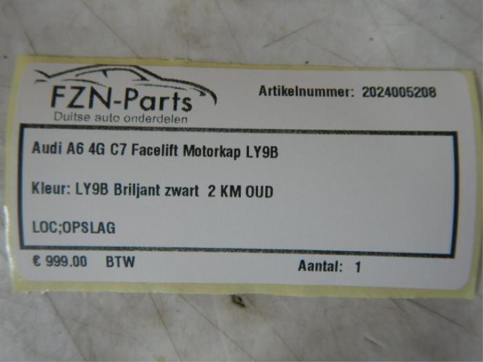 Audi A6 4G C7 Facelift Motorkap LY9T Zwart Kleur: LY9T Mythos schwarz zwart2KM oudMotorkap, Zwart, A6 C7 Facelift 2.8 FSI quattro