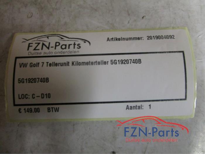 VW Golf 7 Tellerunit Kilometerteller
