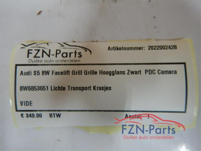 Audi S5 8W Facelift Grille Grill Hoogglans Zwart PDC Camera