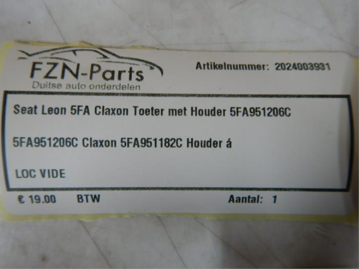 Seat Leon 5FA Claxon Toeter met Houder