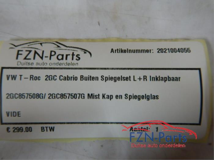 VW T-Roc 2GC Cabrio Buiten Spiegelset L+R Inklapbaar