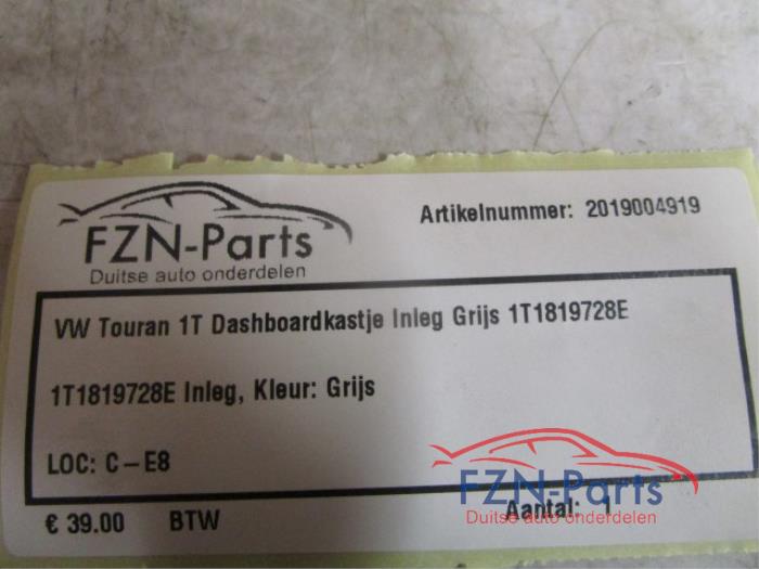 VW Touran 1T Dashboardkastje Bovenzijde Inleg Grijs