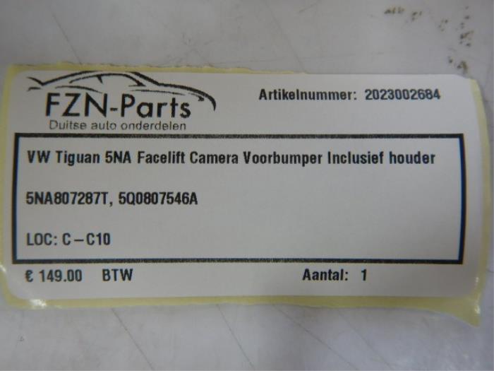 VW Tiguan 5NA Facelift Camera Voorbumper Inclusief Kenteken plaat houder