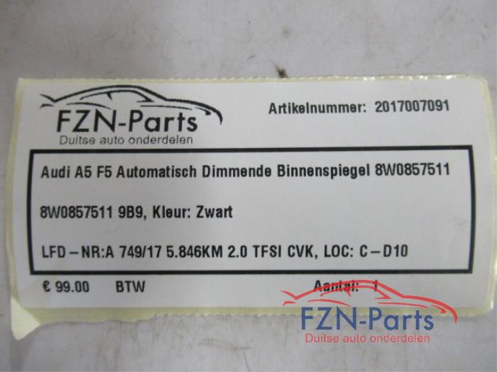 Audi A5 F5 Automatisch Dimmende Binnenspiegel