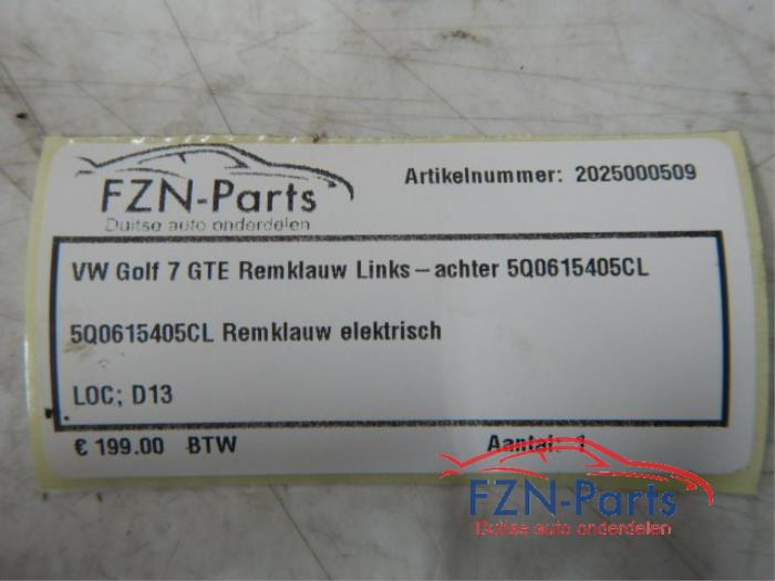 VW Golf 7 GTE Remklauw Links - Achter