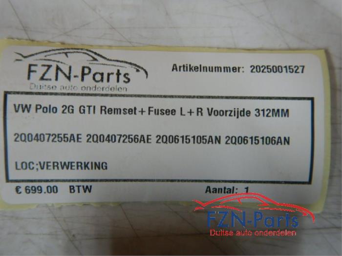 VW Polo 2G GTI Remset+Fusee Links+Rechts Voorzijde 312MM