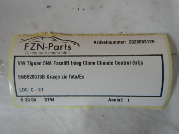 VW Tiguan 5NA Facelift Inleg Clima Climate Control Grijs