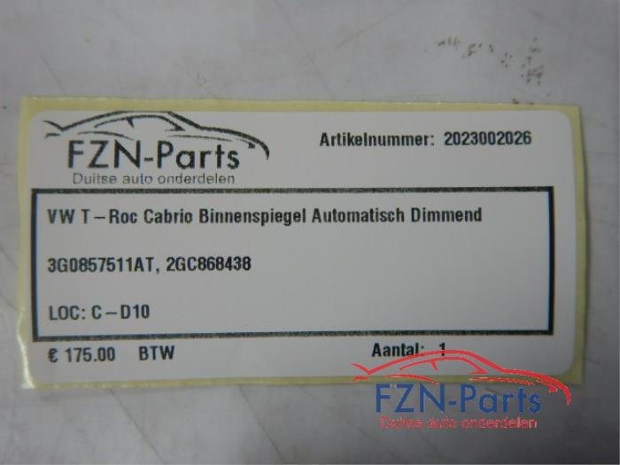 VW T-Roc 2GC Cabrio Binnenspiegel Automatisch dimmend