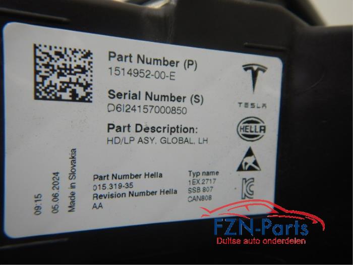 Tesla Model 3 Facelift Koplamp Links Volled