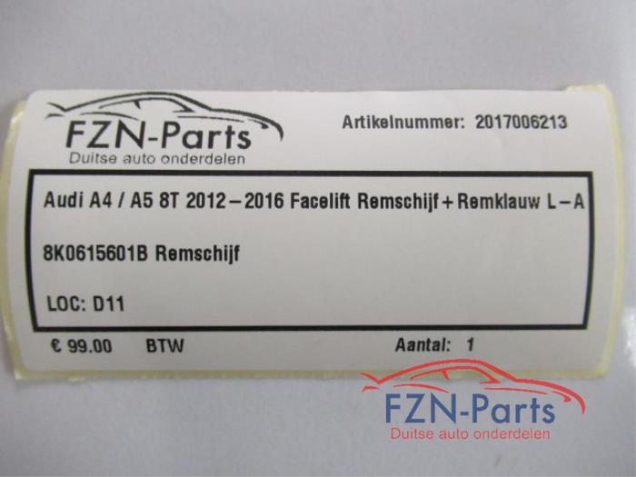 Audi A4/A5 8T 2012-2016 Facelift Remschijf+Remklauw Links-Achter