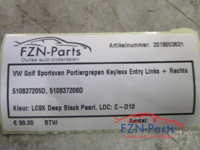 VW Golf Sportsvan Portiergrepen Keyless Entry Links + Rechts