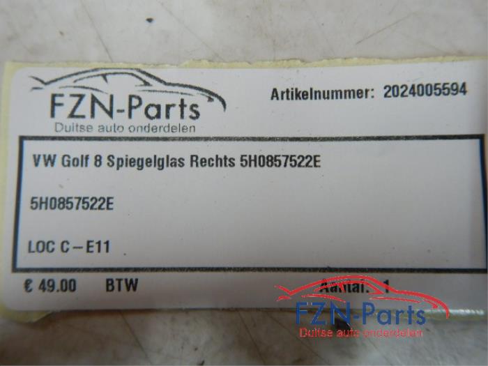 VW Golf 8 Spiegelglas rechts