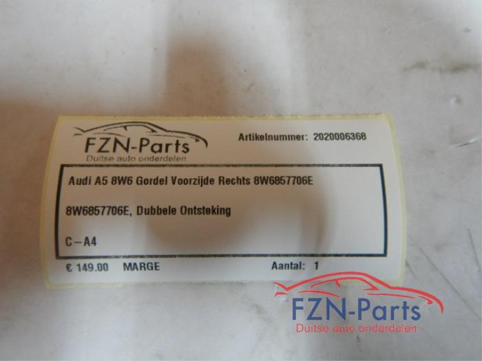 Audi A5 8W6 Gordel Voorzijde Rechts