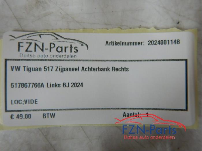 VW Tiguan 571 Zijpaneel Achterbank Rechts