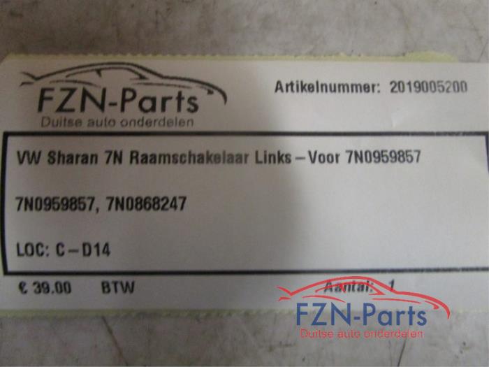 Elektrisch Raam Schakelaar Volkswagen Sharan (22729107)