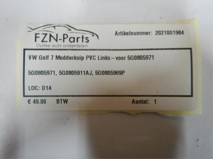 VW Golf 7 Modderkuip PVC Links-voor