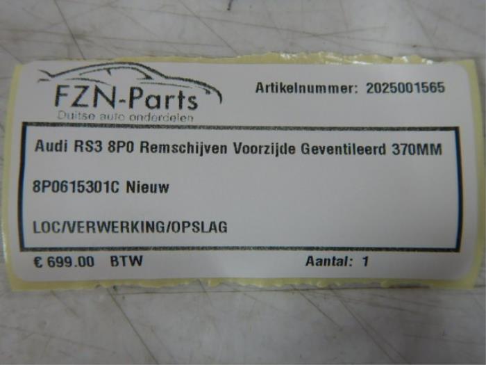 Audi RS3 8P0 Remschijven Geventileerd Voorzijde 370MM