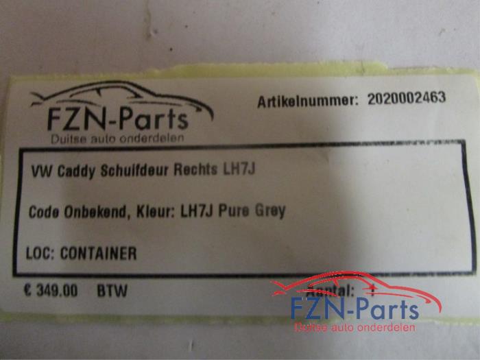 VW Caddy 2K Shuifdeur Rechts LH7J Code onbekend Kleur: