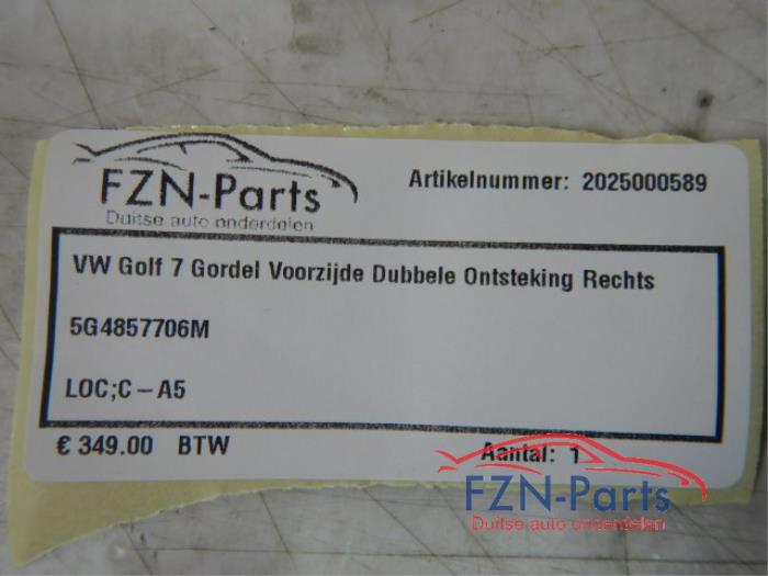 VW Golf 7 Gordel Voorzijde Dubbele ontsteking rechts