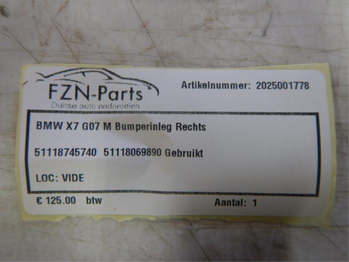 BMW X7 G07 M bumperinleg rechts